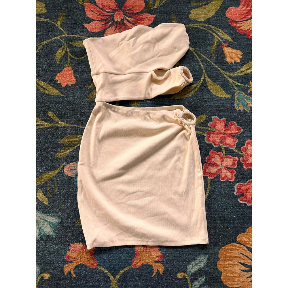 NWT Anthropologie Bordeaux Strapless Side Cutout Mini Dress Size Large - Picture 4 of 6